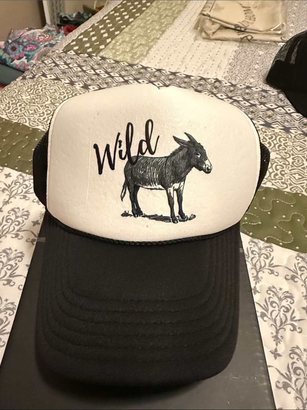 OTTO Black & White 'Wild' Donkey Trucker Hat